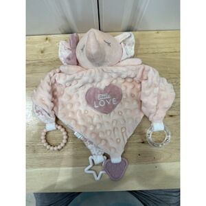 Dream Gro Activity Security Blankie Lovey Little Love Pink Elephant Sensory